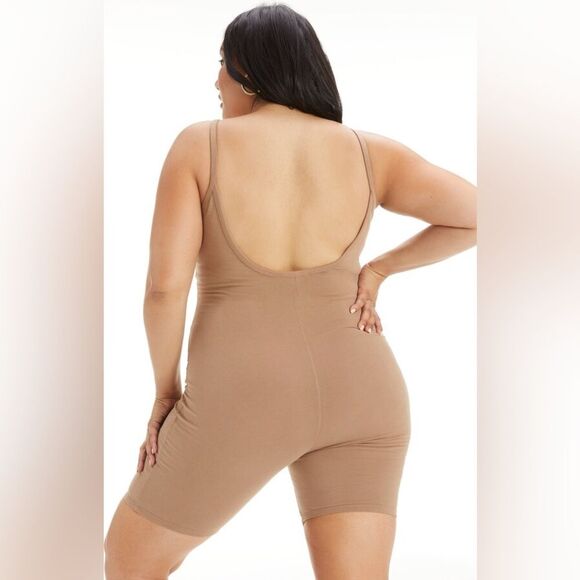 NEW Good American brown scoop back one piece biker romper women’s plus size 8 5X - Picture 3 of 10